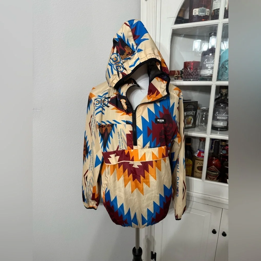 Reason Aztec Skull Anorak Windbreaker Hoodie